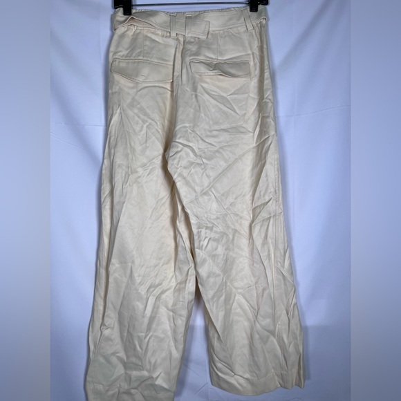 Vince Belted Cross-Over Culotte‎ Pants Wide Leg Satin Workwear Casual XS Cream - Picture 5 of 9
